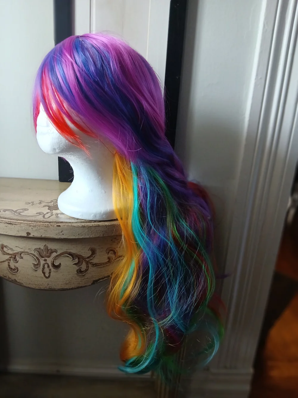 Vibrant Multi-Color Women’s Fashion Wig - Pink and Blue Blend